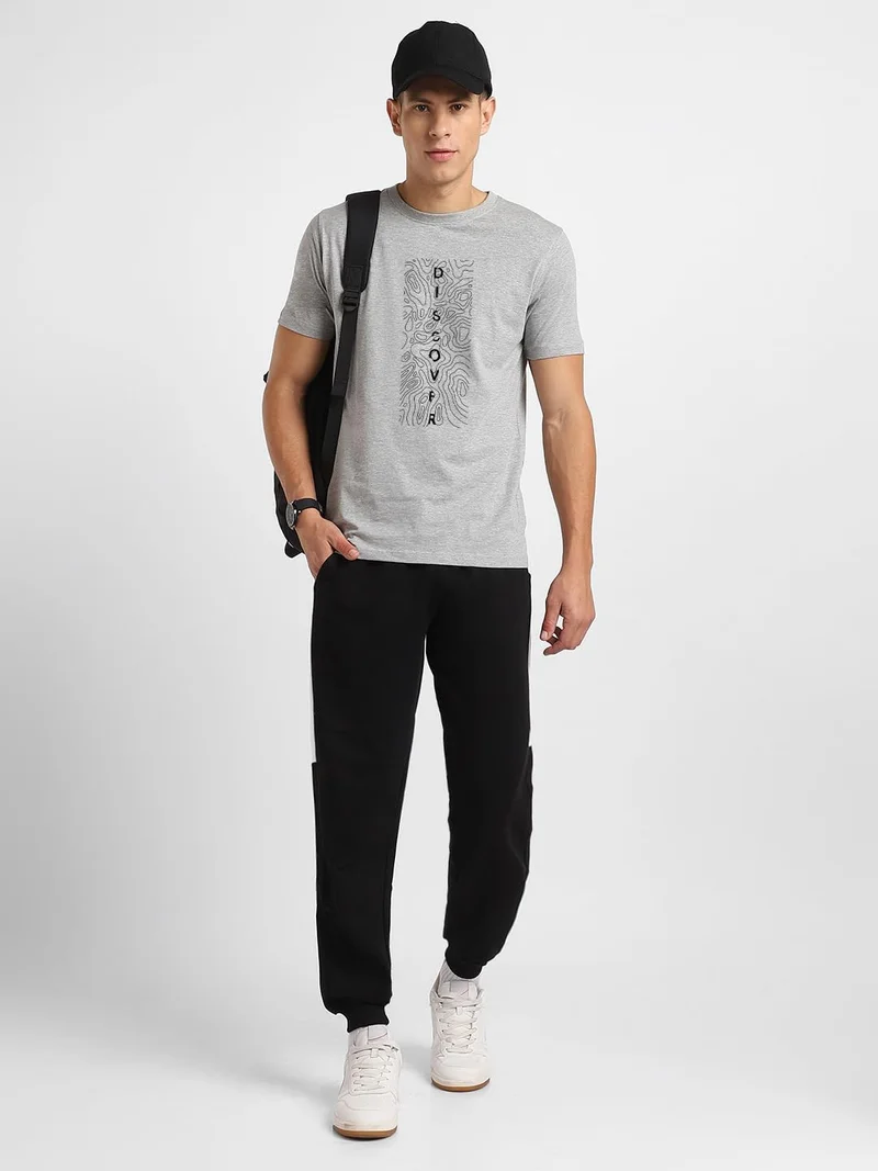 NOBERO  Men's Grey Cotton Graphic T-Shirt for Men | Best Price UAE
