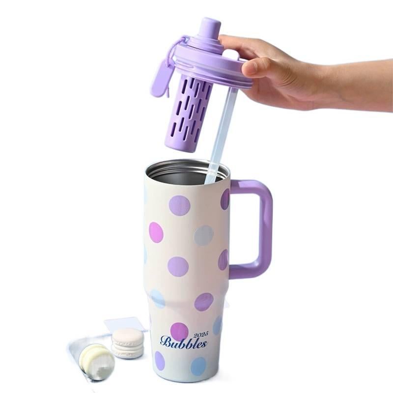 كوب قهوة بغطاء بشفاط من ستانلس ستيل، 900 ml، مناسب للتنقل مع غطاء بقشة من الستانلس ستيل - Image 4