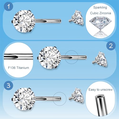 REVOLIA 3Pcs 14G F136 Titanium Belly Button Rings for Women Hypoallergenic Cubic Zirconia Navel Rings Heart Belly Rings Sliver Pretty Belly Piercing Barbells 10mm - Image 4