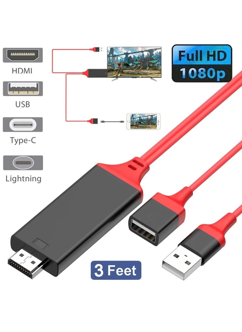 Generic Lightning to HDMI Cable for iPhone iPad iPod to TV Projector 1080P with Charge Port  - Image 2