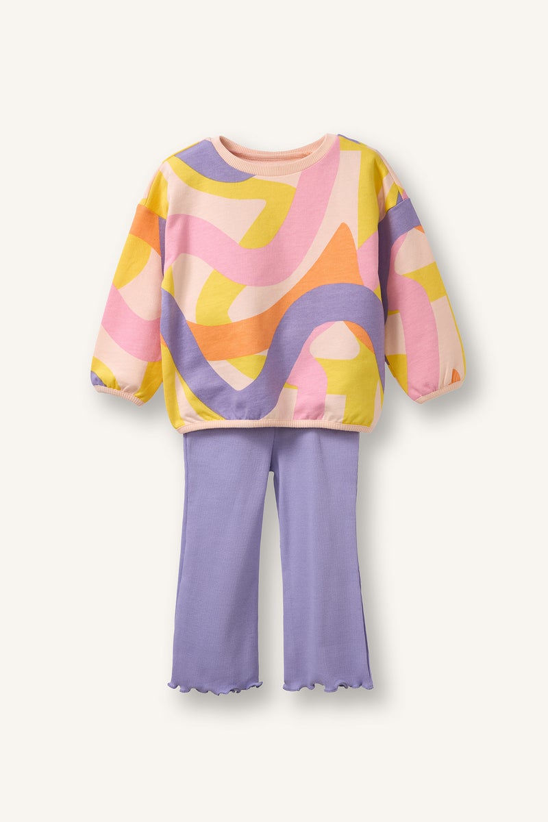 DeFacto Pink BabyGirl Baby Girl Basic Sweatshirt Fabric 2 Piece Set Casual - Image 1