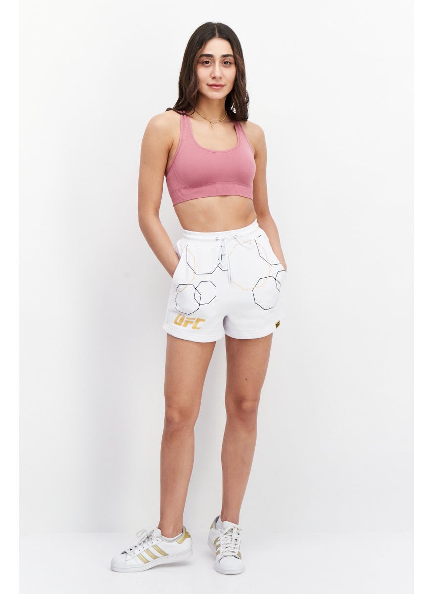 Ufc Women Sportswear Fit Brand Logo Training Short, White Combo  - Image 3