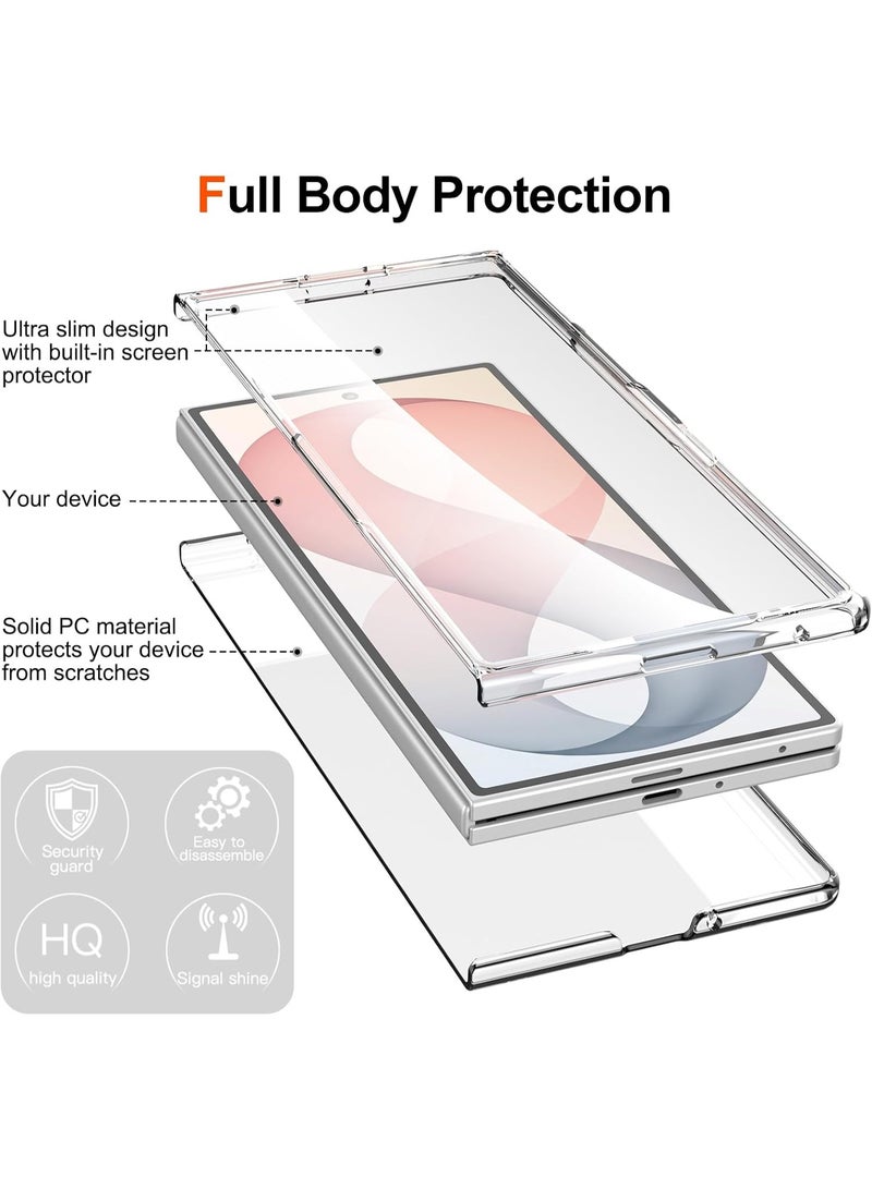 جراب Samsung Galaxy Z Fold 8 Ultra 5G شفاف مع واقي شاشة أمامي مدمج غطاء حماية للهاتف مع مصد خلفي صلب من البولي كربونات مقاوم للصدمات حماية كاملة للهيكل وغلاف مضاد للخدش يدعم الشحن اللاسلكي - Image 4