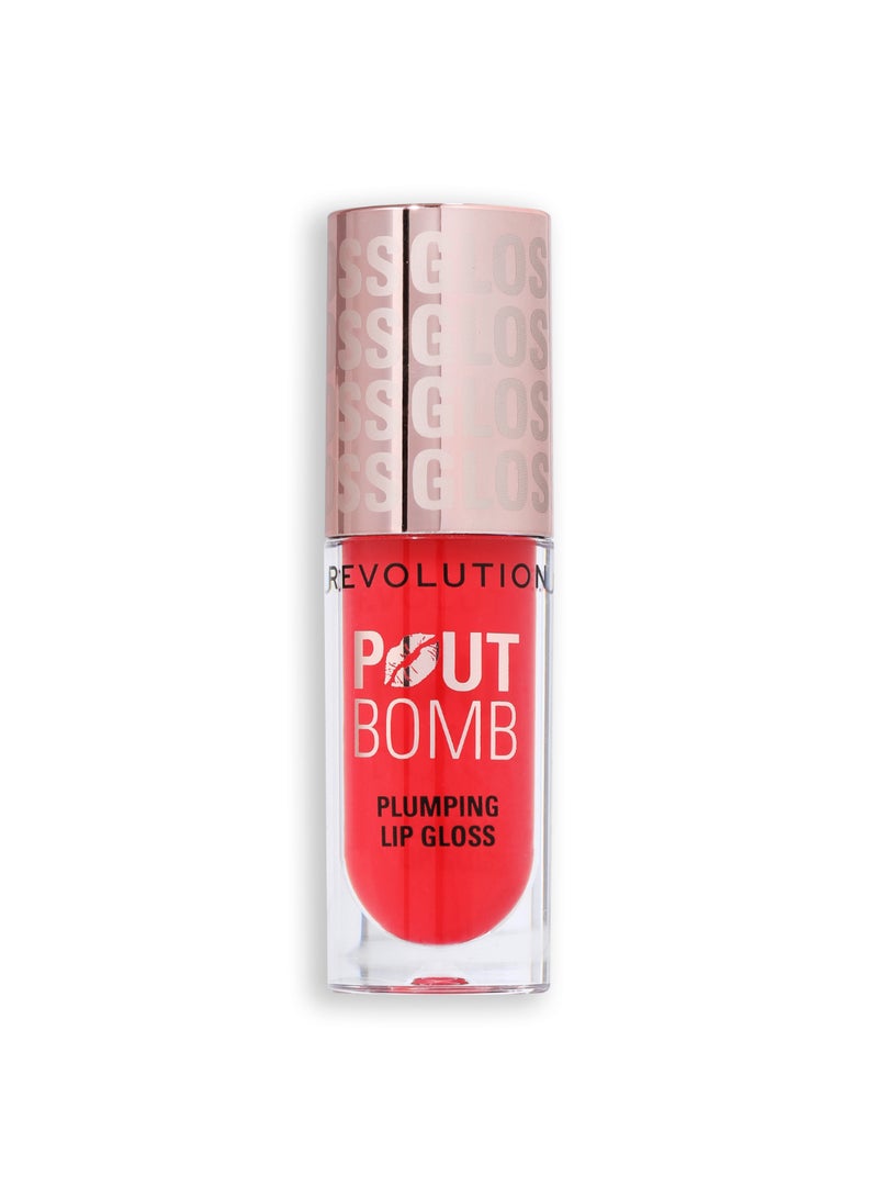 REVOLUTION Makeup Revolution Pout Bomb Plumping Lip Gloss – Cherry Sheer Red - Image 1