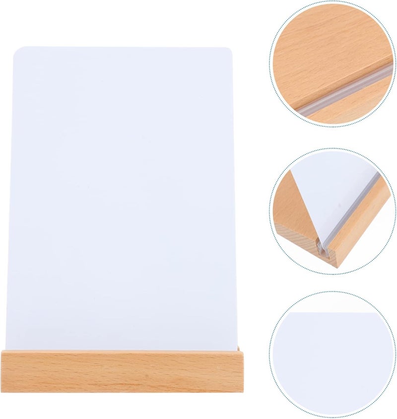 comfrt Desktop Whiteboard with Stand Mini Chalkboard Sign Wooden Message Board List Notepad Portable Memo Board for Home Office Desk School Kitchen White - Image 4