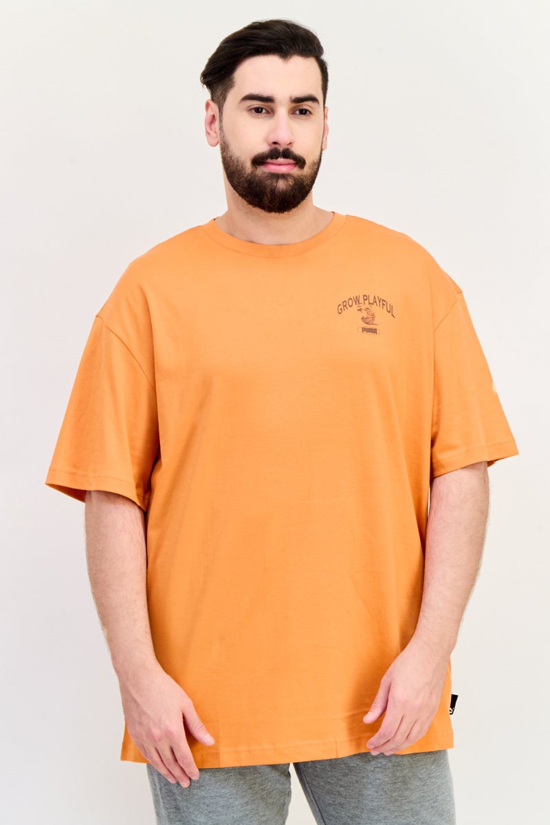 PUMA Men Relaxed Fit Graphic Print Short Sleeves Outdoor T-Shirt, Orange  - Image 1