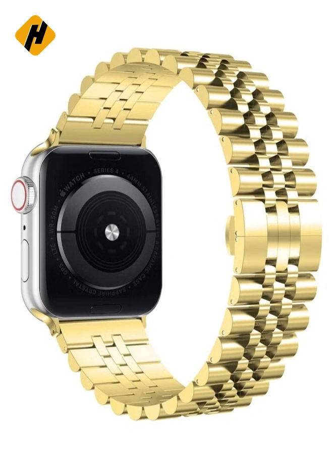 HuHa Compatible with Apple Watch Band 41mm 40mm 38mm, Stainless Steel Heavy Band with Butterfly Folding Clasp Link Bracelet for iWatch Series8/7/6/ SE Series 5/4/3/Men Women, - Image 1
