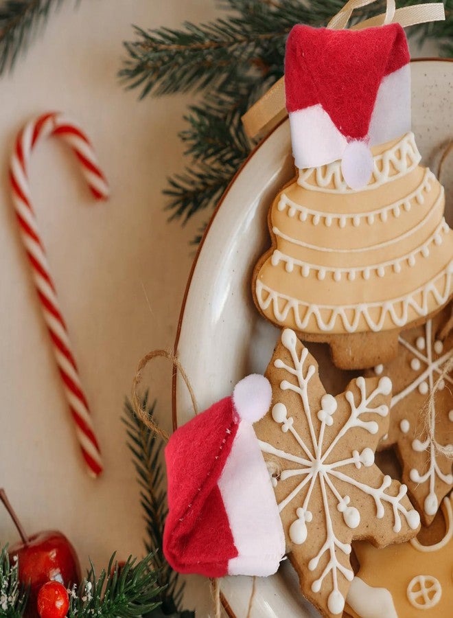 أموسفون أغطية مصاصات على شكل قبعات سانتا من آموسفن - 24 قطعة من الحرف اليدوية الصغيرة لعيد الميلاد، وزجاجات النبيذ، وحوامل أدوات المائدة، وزينة طاولة العشاء - Image 4