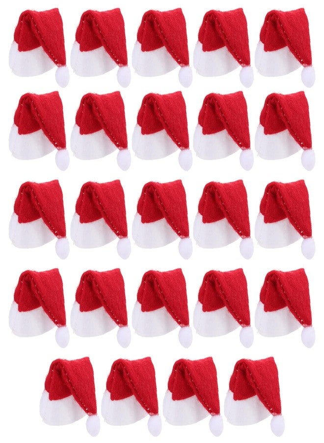أموسفون أغطية مصاصات على شكل قبعات سانتا من آموسفن - 24 قطعة من الحرف اليدوية الصغيرة لعيد الميلاد، وزجاجات النبيذ، وحوامل أدوات المائدة، وزينة طاولة العشاء - Image 1