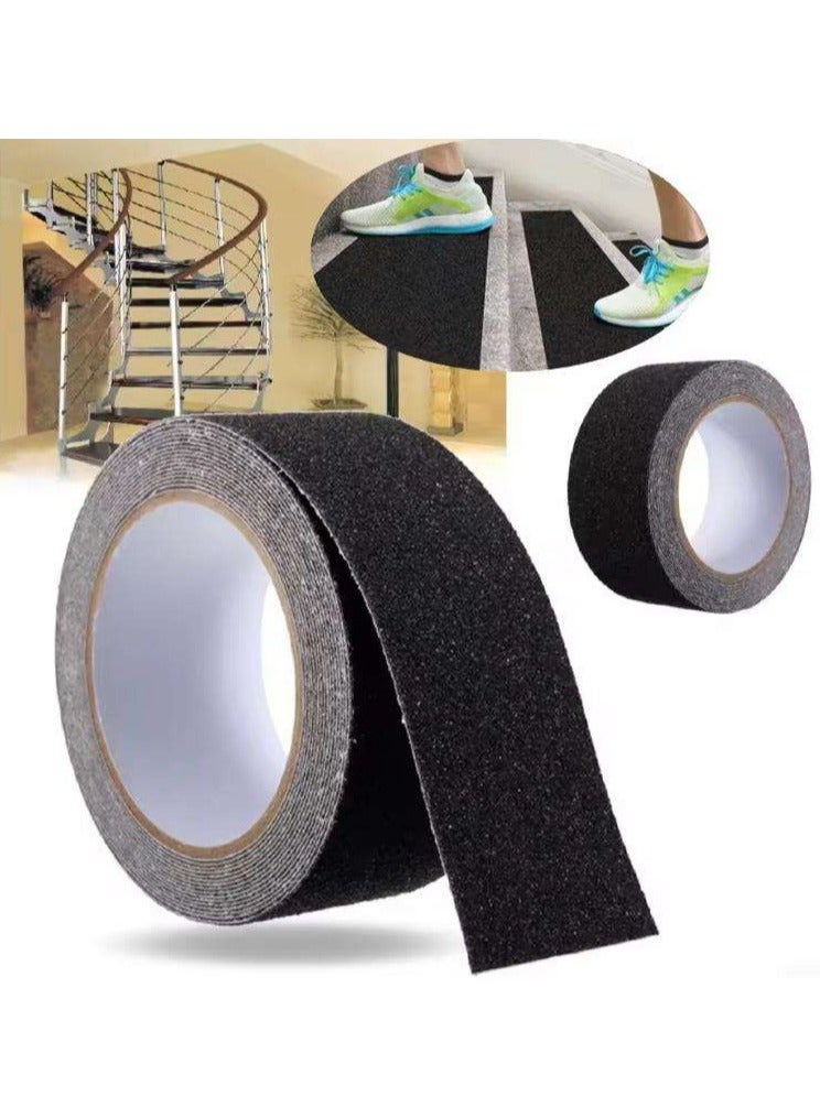 5-meter-long anti slip tape 5cm wide | Special for stair treads | Indoor and outdoor black frosted tape | Wear resistant and anti slip, easy to install - Image 1