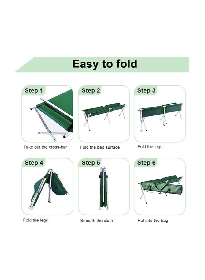 BJM Adult Camping Bed, Comfortable Heavy Duty Military Army Style Foldable Sleeping Tent Bed with Carrying Bag - Image 3