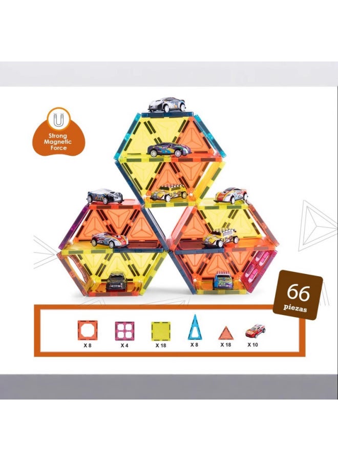 Color Window Magnetic Slide Building Blocks Toy DIY Assembled Magnetic Parking Lot Space Early Education Puzzle Development-Specifications:1157 Magnetic Rod Engineering Vehicle 100pcs  - Image 3