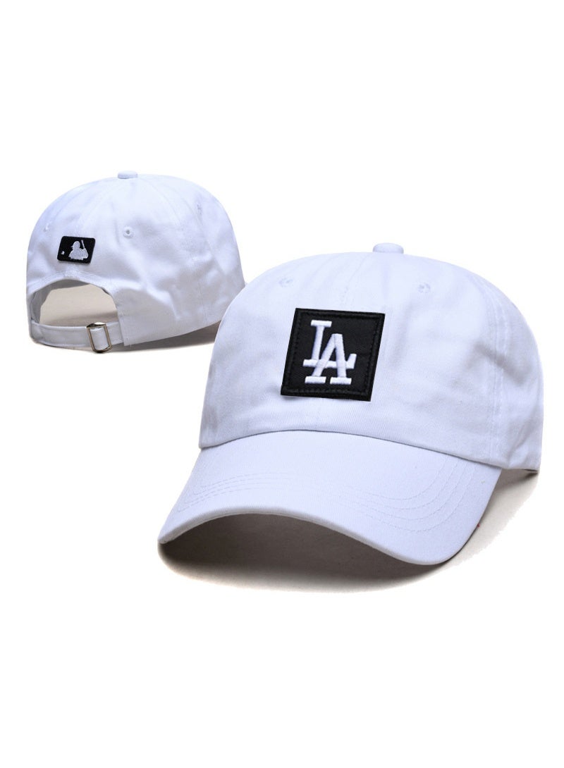 New Era MLB Los Angeles Dodgers White Dad Hat with Black Patch White LA Logo