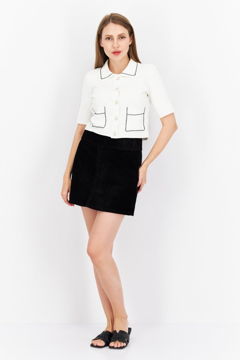 MONKI Women Corduroy Mini Skirts, Black - Image 2