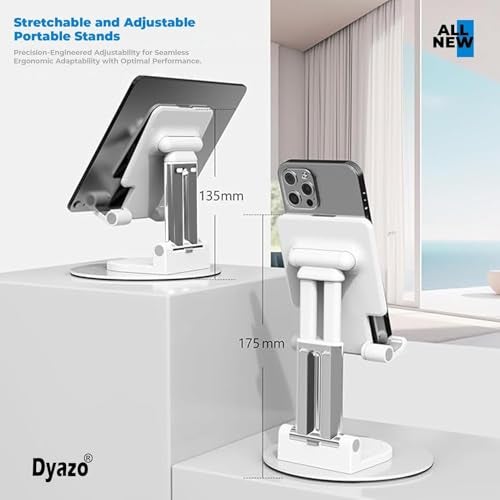 Dyazo Foldable Tablet Stand | Holder Compatible for Desk Compatible for Samsung Galaxy Tabs, iPad All Other Tablets Up to 12.9 inch with 360 Degree Rotation (White) - Image 3
