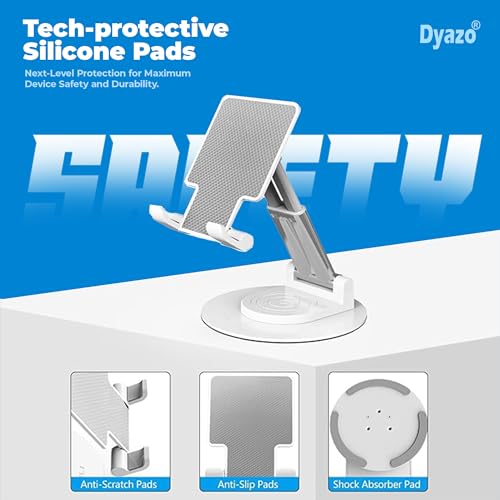 Dyazo Foldable Tablet Stand | Holder Compatible for Desk Compatible for Samsung Galaxy Tabs, iPad All Other Tablets Up to 12.9 inch with 360 Degree Rotation (White) - Image 4