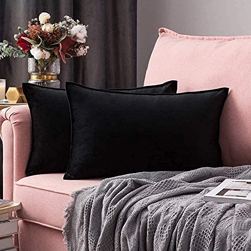 Blue Monkey Soft Velvet Cushion Cover Soft Throw Pillow Cover Pack of 2, Solid Square Cushion Case (18x27, Black) - Image 4
