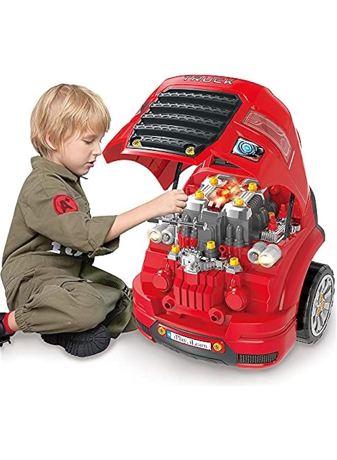 Arabest Large Truck Engine Toy, Kids Mechanic Repair Set for 3-5 Yr Toddlers, Big Builder Kit, Take Apart Motor Vehicle Pretent Play Car Service Station, Gifts 4 6 7 8 Year Old Boy Child  - Image 1
