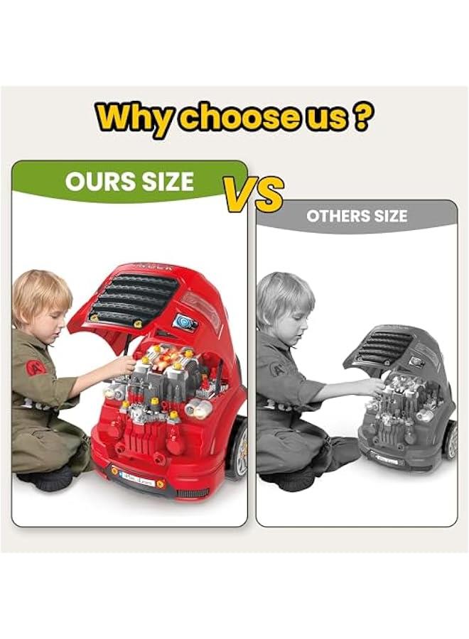 Arabest Large Truck Engine Toy, Kids Mechanic Repair Set for 3-5 Yr Toddlers, Big Builder Kit, Take Apart Motor Vehicle Pretent Play Car Service Station, Gifts 4 6 7 8 Year Old Boy Child  - Image 3