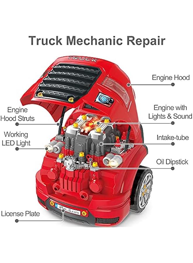Arabest Large Truck Engine Toy, Kids Mechanic Repair Set for 3-5 Yr Toddlers, Big Builder Kit, Take Apart Motor Vehicle Pretent Play Car Service Station, Gifts 4 6 7 8 Year Old Boy Child  - Image 4