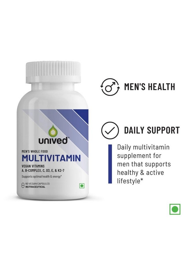Unived Wholefood Multivitamin for Men | Plant-Based Multivitamins A, B-Complex, C, D3, E, & K2-7 | 100% Natural, Wholefood Plant Based | 60 Capsules - Image 2