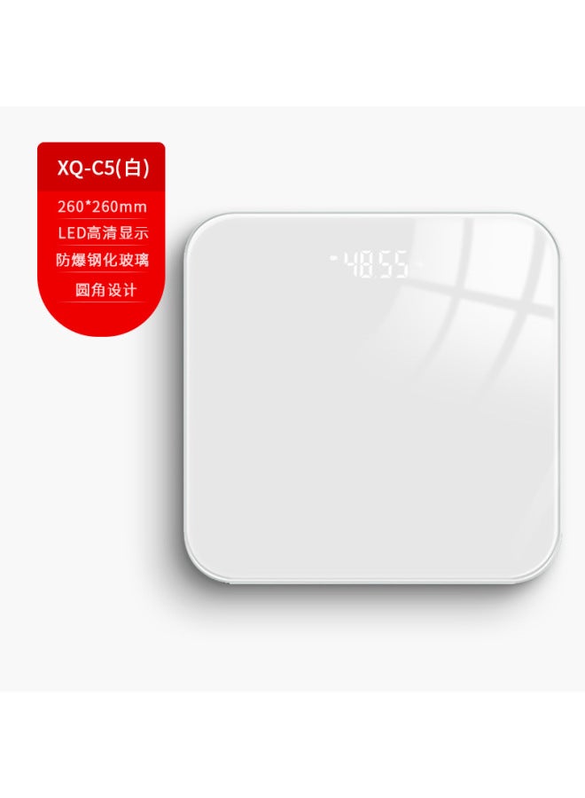 Tiansheng Rechargeable Smart Digital Body Weight Scale with Body Fat Monitoring, Ivory White LED, Tempered Glass - Image 1