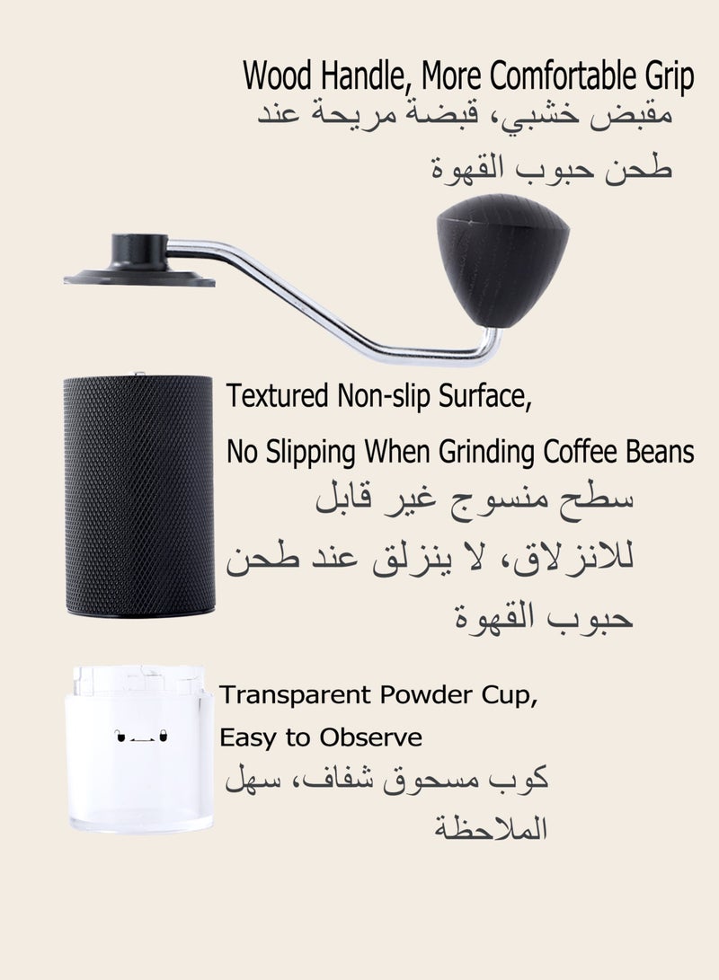 TDAO Manual Coffee Grinder with Stainless Steel Burr Black - Image 2