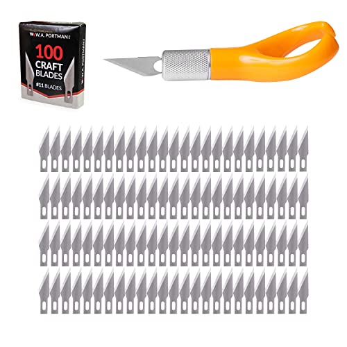 W.A. Portman WA Portman Finger Knife Set – Ergonomic Precision Craft Knife with 100#11 Replacement Steel Precision Finger Blades – Strong & Durable Fingertip Blades for Trimming – Ideal for Crafts & DIY Projects - Image 1