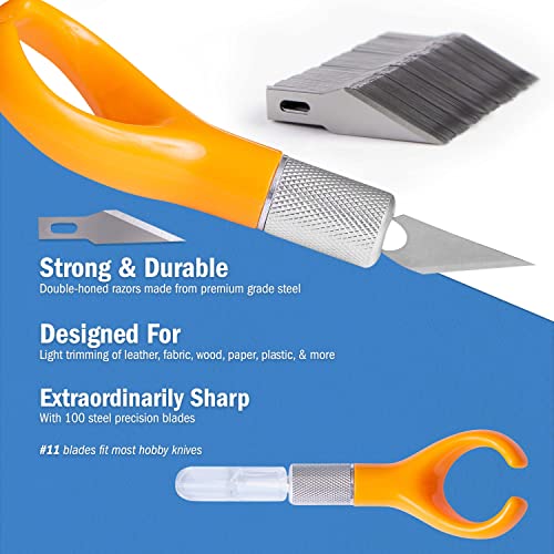 W.A. Portman WA Portman Finger Knife Set – Ergonomic Precision Craft Knife with 100#11 Replacement Steel Precision Finger Blades – Strong & Durable Fingertip Blades for Trimming – Ideal for Crafts & DIY Projects - Image 4