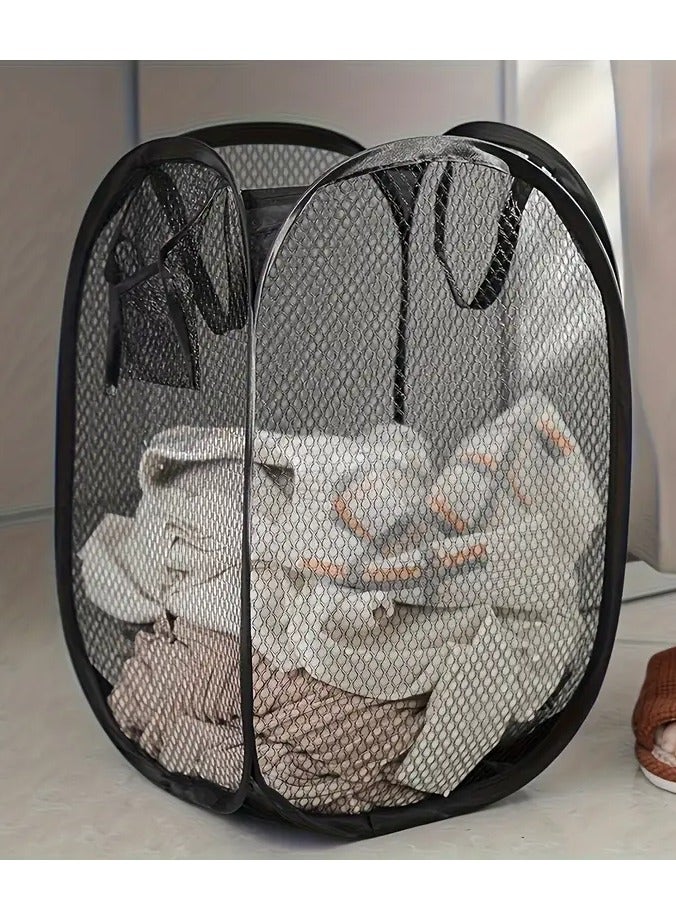 يوكانبي 1 قطعة كبيرة جدا منبثقة شبكة عربة غسيل مع مقبض قابلة للطي وتنفس غير المنسوجة منظم تخزين الملابس القذرة الحل الأساسي لتنظيم المنزل ملحقات غرفة الغسيل - Image 1