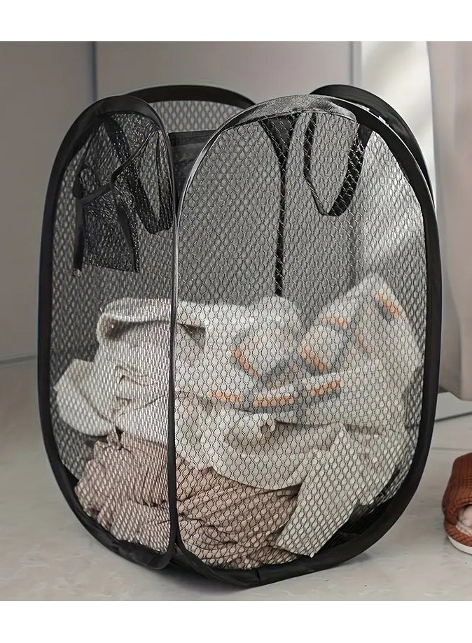 يوكانبي 1 قطعة كبيرة جدا منبثقة شبكة عربة غسيل مع مقبض قابلة للطي وتنفس غير المنسوجة منظم تخزين الملابس القذرة الحل الأساسي لتنظيم المنزل ملحقات غرفة الغسيل - Image 4