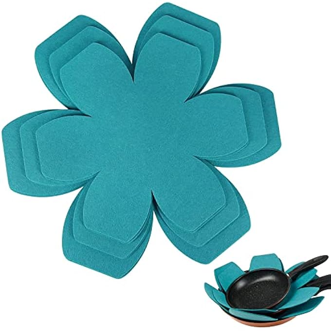 كاست ويف مجموعة من 6 قطع من واقيات الأواني الكبيرة والسميكة، وواقيات الأواني، و3 قطع بأحجام مختلفة لتكديس أواني الطهي وحمايتها - Image 1