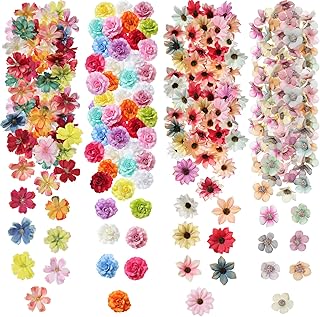 Cindeer Cindeer 217 Pieces Flower Mini Silk Heads Fake Rose Daisy Faux Flowers for Crafts Rose Flowers Plum Blossom Heads  - Image 1