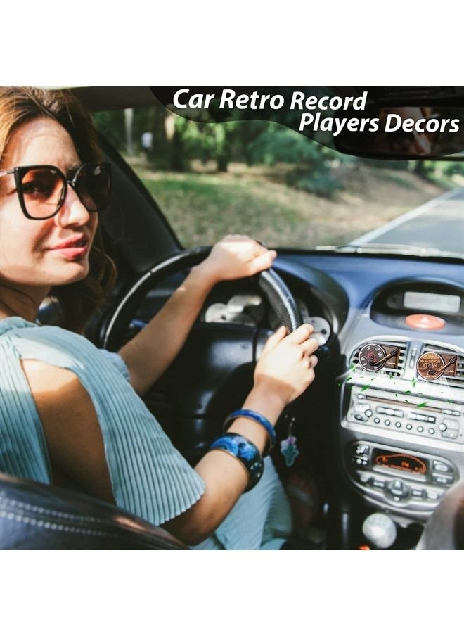 3 Pieces Air Freshener Record Player, Car Vent Clip Car Fragrance Diffusers Clips in Retro Style, 18 Pieces Aromatherapy Tablets Aromatherapy Replacement Pads for Car Diffuser