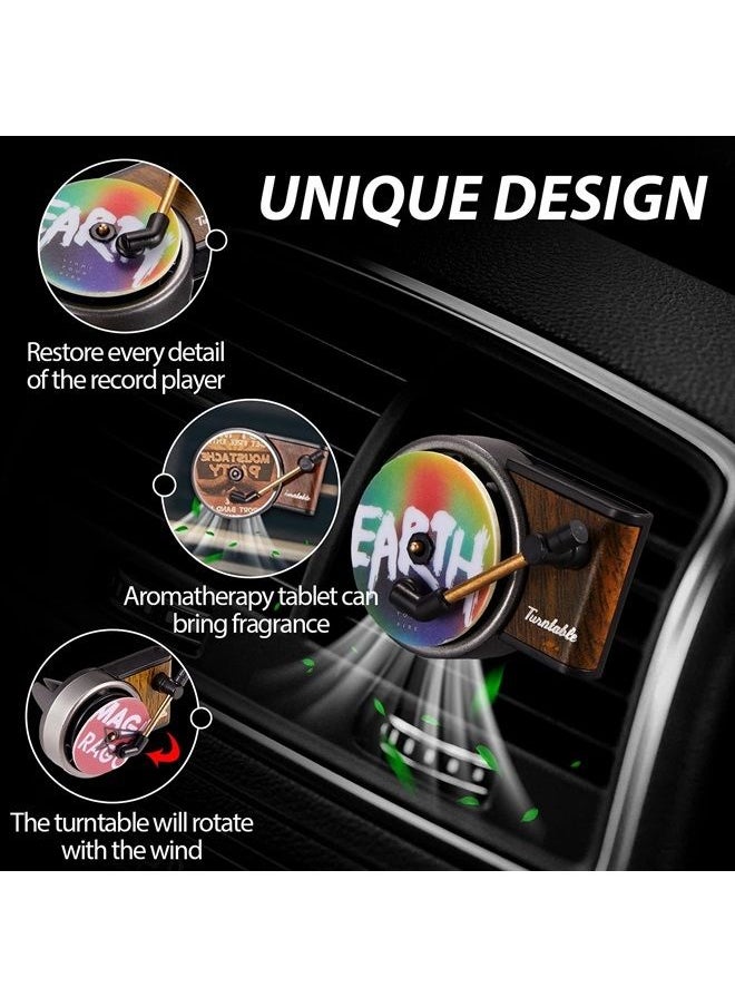 3 Pieces Air Freshener Record Player, Car Vent Clip Car Fragrance Diffusers Clips in Retro Style, 18 Pieces Aromatherapy Tablets Aromatherapy Replacement Pads for Car Diffuser