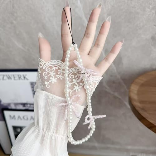 XFSAFDM 2PCS White Pearl Bow Phone Charms for Girls, Cute Bag Charms for Handbags, Mobile Charm for Phone Case, Stylish Keychain Accessory for Women, Resin Phone Charm Gift - Image 3