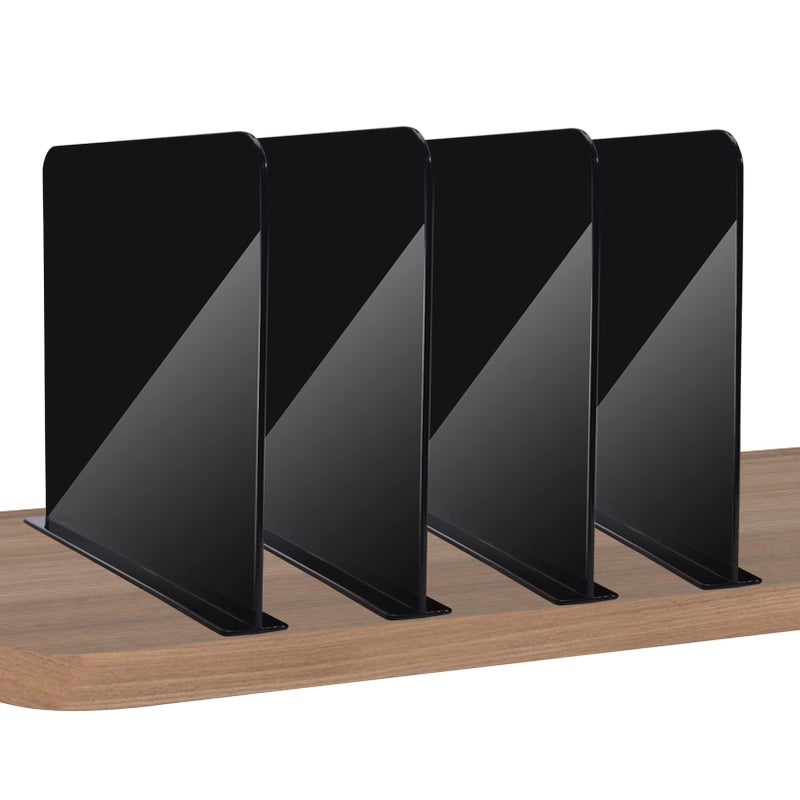 ROUFA ROUFA Clear Shelf Dividers 4Pcs Acrylic Closet Dividers Fit for Any Thickness of Shelves MultiPurpose Wood Shelf Separators for Bedroom Kitchen Office Bathroom 118x11 Black 