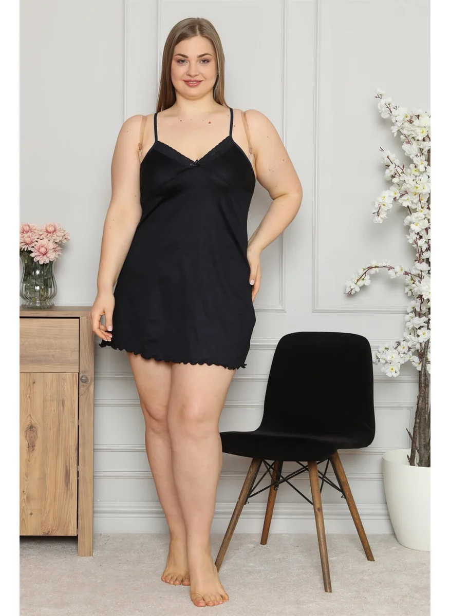 Akbeniz Women's Cotton Rope Strap Large Size Nightgown 996