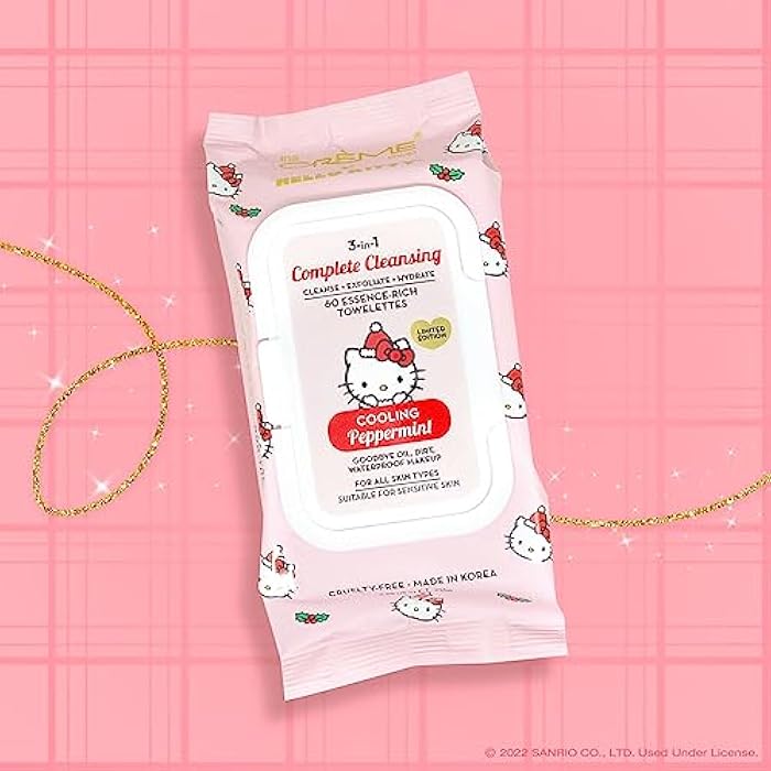 The Crème Shop x Hello Kitty 3-IN-1 Towelettes: Cooling Peppermint - Cleanse, Exfoliate, Hydrate Wipes for Face & Body - All Skin Types - Refreshing with Peppermint & Allantoin - Image 2