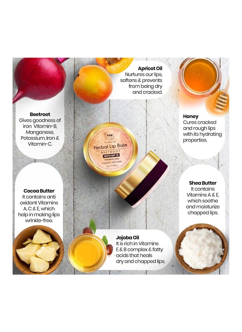 TNW - The Natural Wash - TNW The Natural Wash Herbal Beetroot Lip Balm 5 gm - Image 1