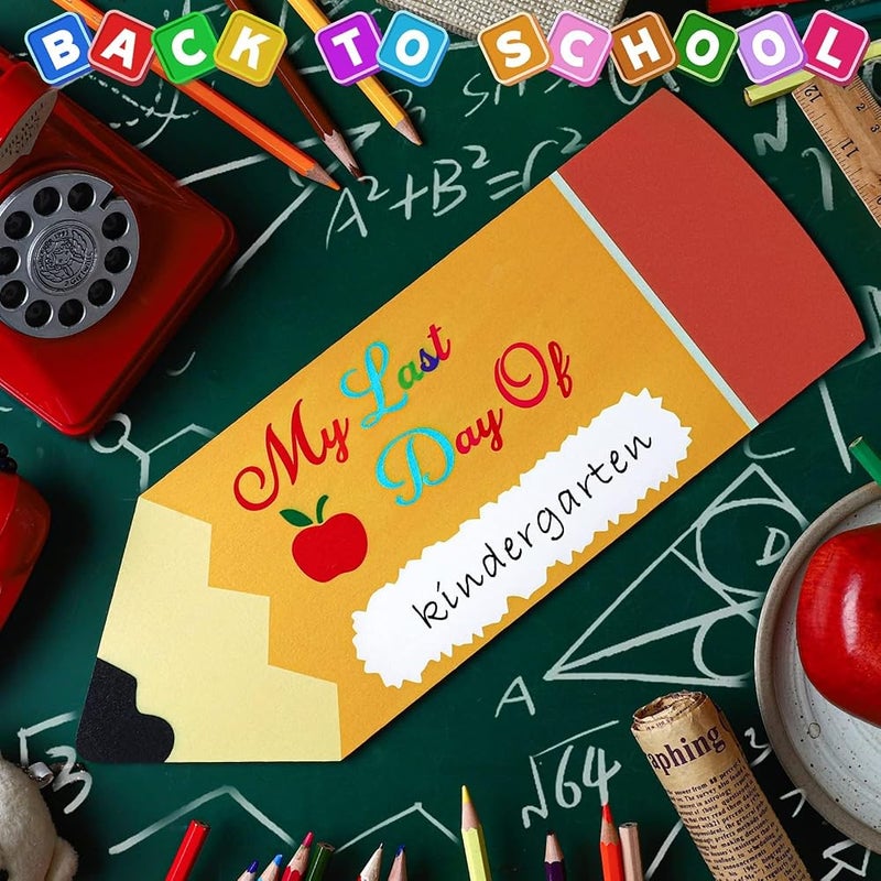 Charfia 2PCS First Day of School Board Double Sided First Day of School Chalkboard Starting School Gifts, First Day of School Sign Photo Prop for Kids Child Kindergarten Back to School Supplies Gift(No Chalk - Image 4