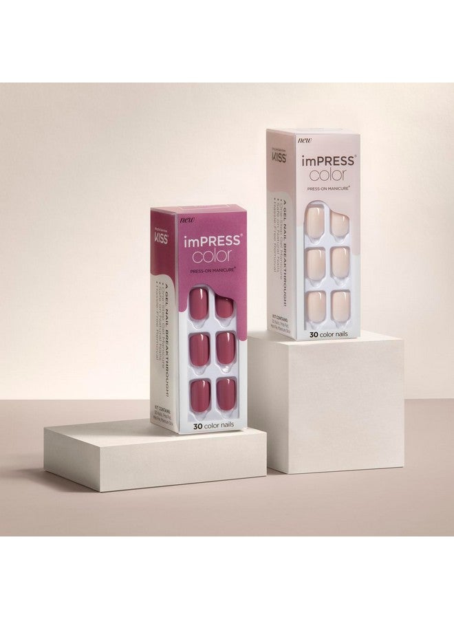 Impress KISS imPRESS No Glue Mani Press On Nails, Color, 'Point Pink', Pink, Short Size, Squoval Shape, Includes 30 Nails, Prep Pad, Instructions Sheet, 1 Manicure Stick, 1 Mini File - Image 5