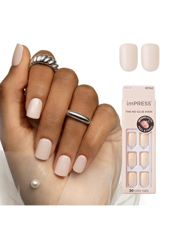 Impress KISS imPRESS No Glue Mani Press On Nails, Color, 'Point Pink', Pink, Short Size, Squoval Shape, Includes 30 Nails, Prep Pad, Instructions Sheet, 1 Manicure Stick, 1 Mini File - Image 1