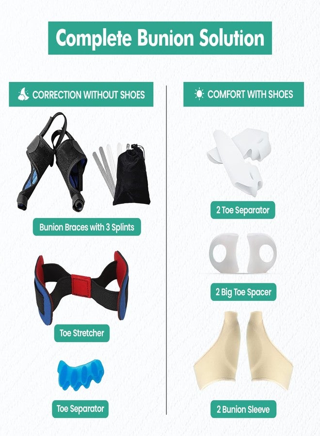 RFAQK 11pcs Bunion Corrector for Women & Men - Bunion Relief Kit with Toe Separators and Bunion Splints Hammer and Big Toe Separator, Spacers and Straighteners, Exercise Strap for Hallux Valgus Correction - Image 2