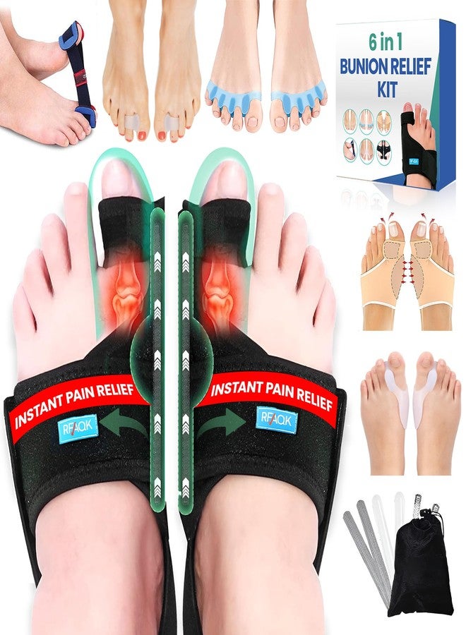 RFAQK 11pcs Bunion Corrector for Women & Men - Bunion Relief Kit with Toe Separators and Bunion Splints Hammer and Big Toe Separator, Spacers and Straighteners, Exercise Strap for Hallux Valgus Correction - Image 1