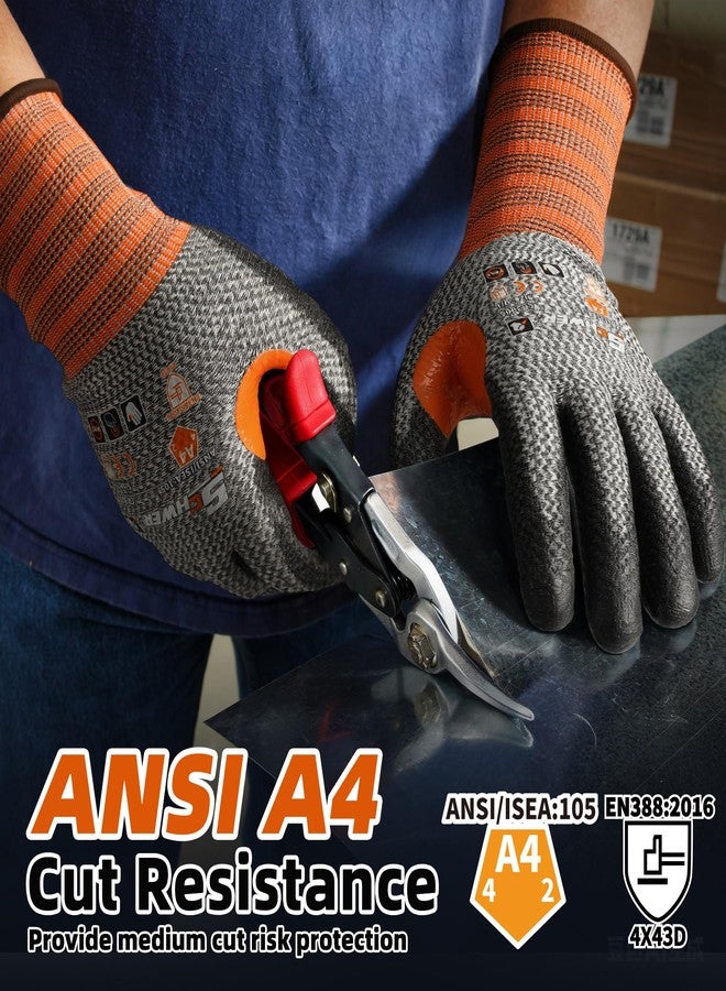 Schwer قفازات عمل شوير المقاومة للقطع، 12 زوجًا، CR3066 ANSI A4، مقاومة للقطع، مطلية بمادة البولي يوريثين، متوافقة مع شاشات اللمس، مانعة للانزلاق، مزودة بإبهام مقوى، قفازات عمل متينة لأعمال النجارة والبناء، مقاس L - Image 3