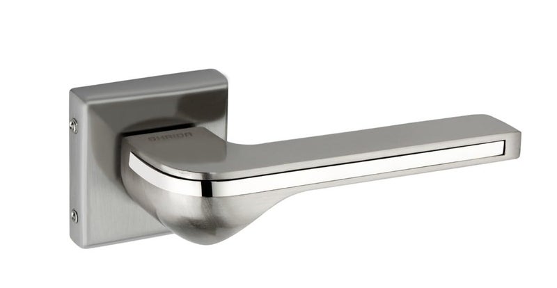 Shrida Modern Zinc & Stainless-Steel Door Handle Set – Premium Lever Design on Rose Plate | Satin Silver Finish | Includes Keyhole Covers, Screws & Allen Key | Model 358 - Image 3