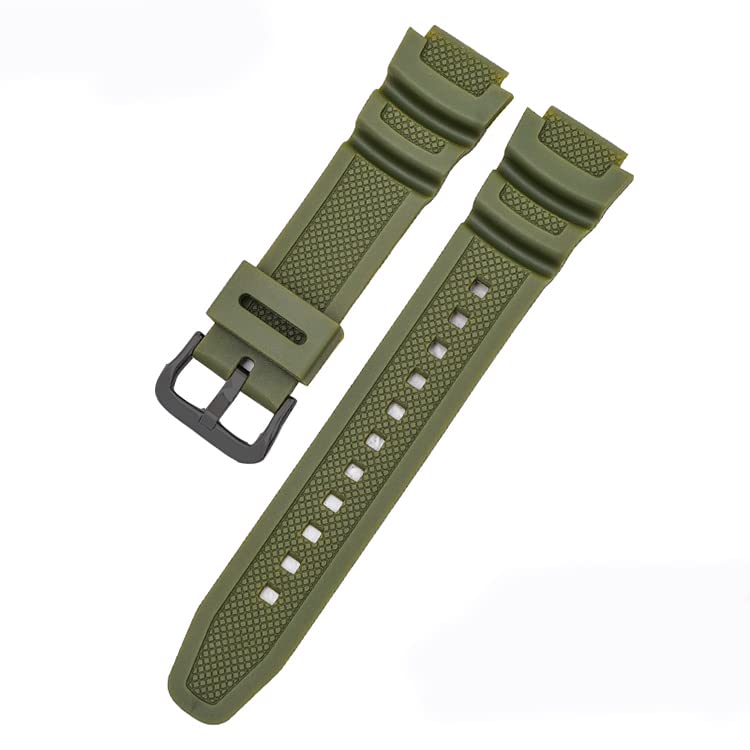 Lijinlan Men's Resin Replacement Watch Band for Casio AE-1000W AE-1200 AE-1300 AEQ-110W AQ-S800W MRW-200H SGW-300H SGW-400H W-216H W-218H W-735H Waterproof Watch Strap (Green) - Image 2