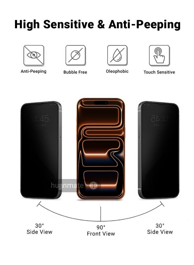 huanmate Apple iPhone 17 Pro Max Privacy Screen Protector – Flexible Privacy Nano Ceramic, Anti-Peeping, Edge-to-Edge Coverage, High Transparency, Delicate Touch, Easy Installation - Image 4