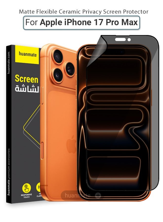 huanmate Apple iPhone 17 Pro Max Privacy Screen Protector – Flexible Privacy Nano Ceramic, Anti-Peeping, Edge-to-Edge Coverage, High Transparency, Delicate Touch, Easy Installation - Image 1